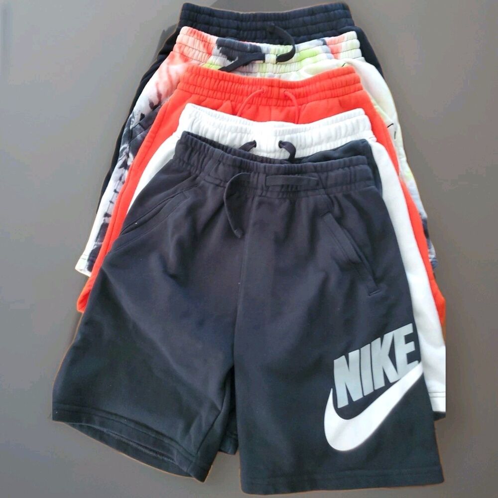 Nike & AIR Jordan Boys Youth Shorts Lot of 5 Sz LARGE Cotton Jogger Black Blue - Picture 2 of 14